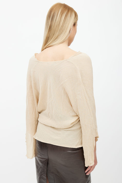 Plein Sud Jeans Beige Semi Sheer Cowl Neck Top