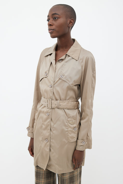 Prada 2010 Beige Nylon Trench Coat