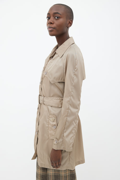 Prada 2010 Beige Nylon Trench Coat