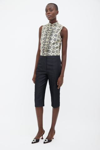 Prada 2012 Black Silk Cropped Pant