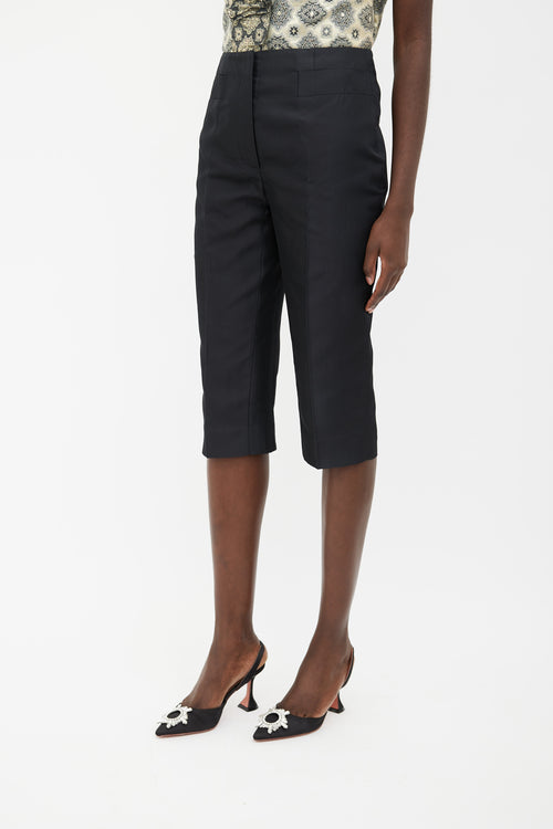 Prada 2014 Black Silk Cropped Pant