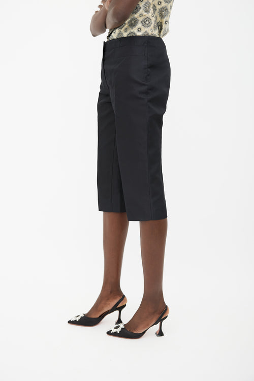 Prada 2015 Black Silk Cropped Pant