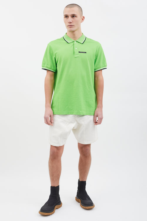 Prada 2018 Bright Green Short Sleeve Polo Shirt