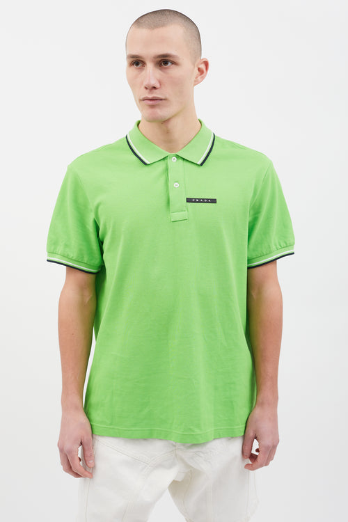 Prada 2018 Bright Green Short Sleeve Polo Shirt