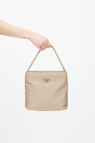 Prada Beige Khaki Nylon Shoulder Bag