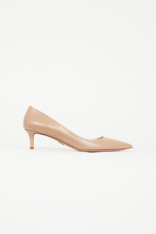 Prada Beige Patent Saffiano Leather  Pump