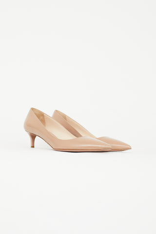 Prada Beige Patent Saffiano Leather  Pump