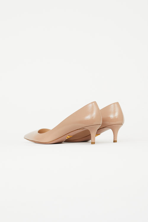 Prada Beige Patent Saffiano Leather  Pump