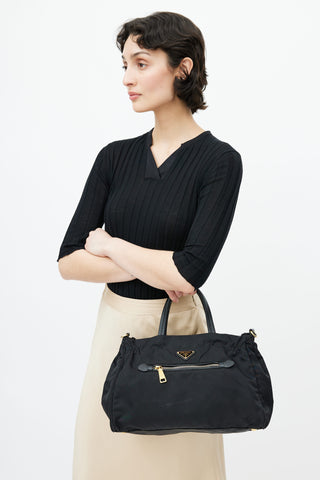 Prada Black Tessuto Nylon Shoulder Bag