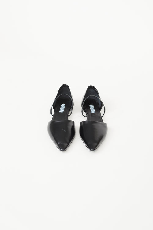 Prada Black Patent Leather Pointed Flat