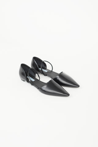 Prada Black Patent Leather Pointed Flat