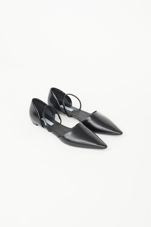 Prada Black Patent Leather Pointed Flat