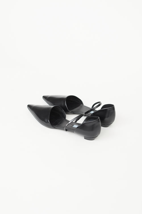 Prada Black Patent Leather Pointed Flat