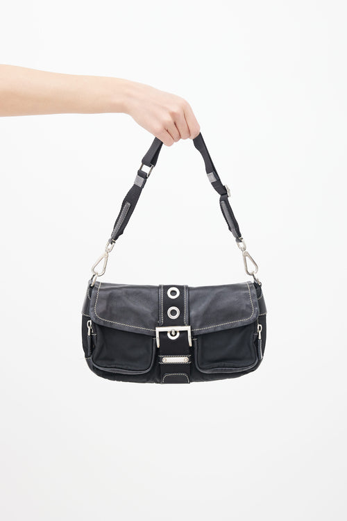 Prada Black Leather 
Nylon  Shoulder Bag