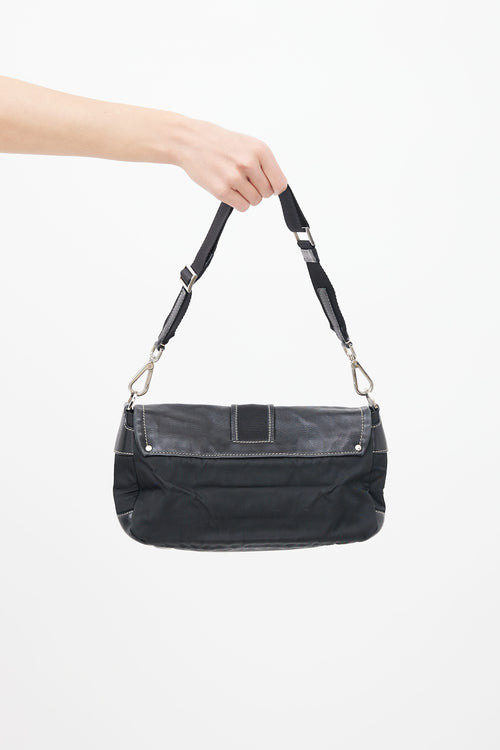 Prada Black Leather 
Nylon  Shoulder Bag