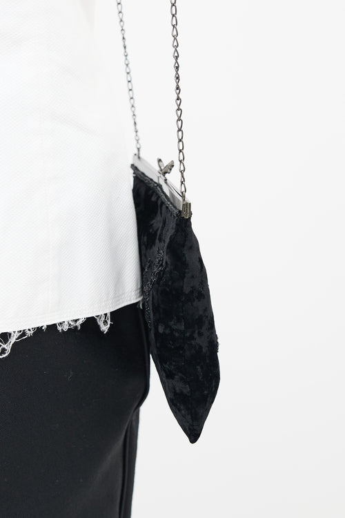 Prada Black Velvet Embellished Shoulder Bag