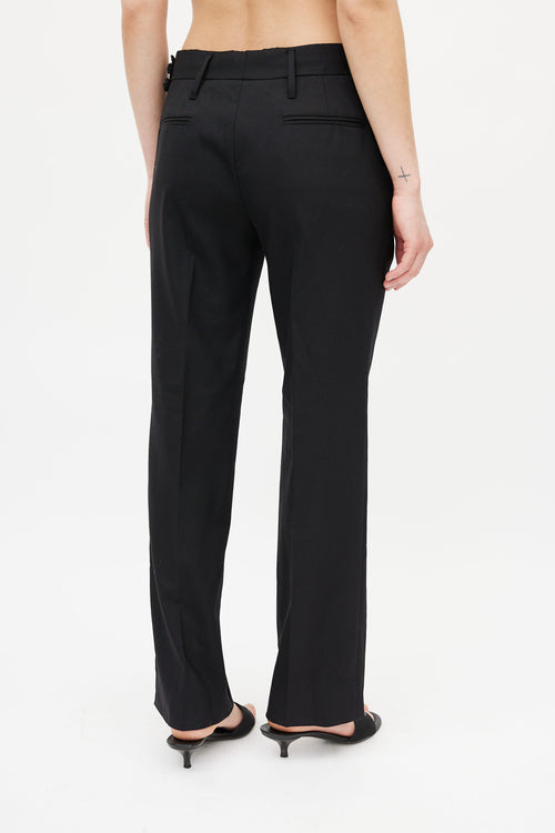 Prada Black Beaded Waist Wool Trouser