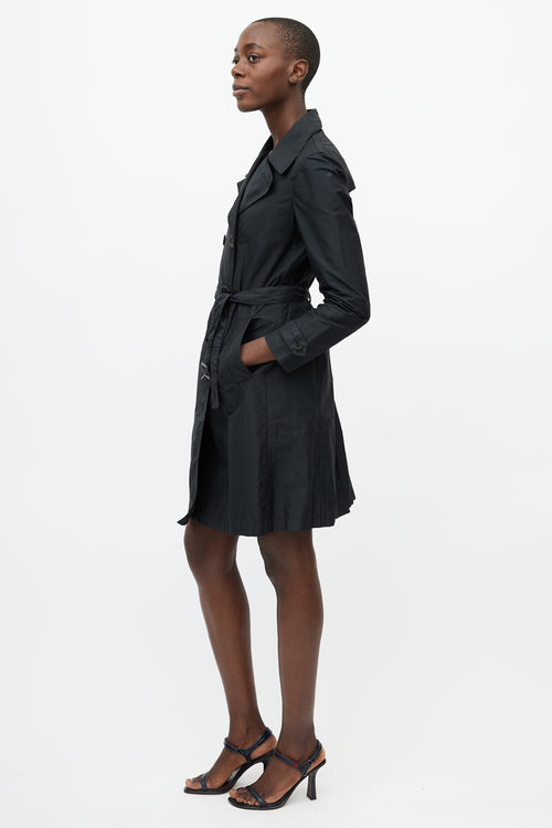 Prada Black Belted Nylon Trench Coat