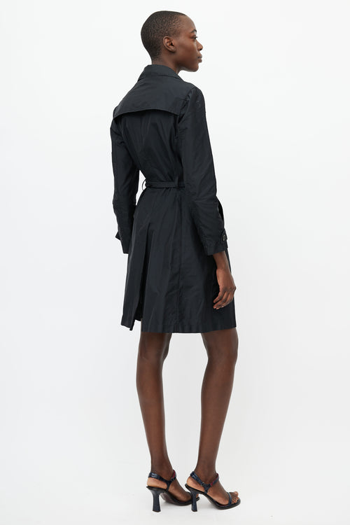 Prada Black Belted Nylon Trench Coat