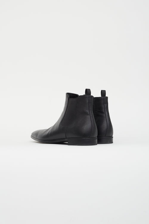 Prada Black Leather Chelsea Boot