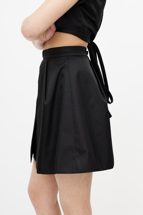 Prada Black Logo Pleated Re-Nylon Skirt