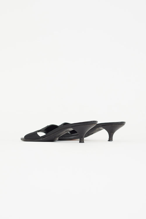 Prada Black Nylon 
Leather Logo Sandal