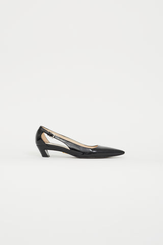 Prada Black Patent Leather Cutout Pump