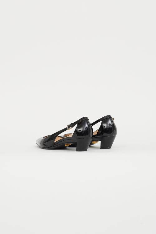 Prada Black Patent Leather Cutout Pump