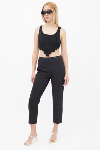 Black Stretch Cropped Logo Trouser