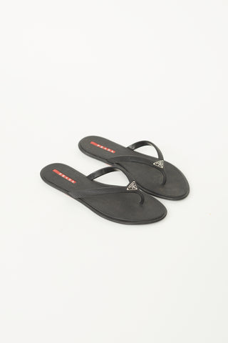 Prada Black Saffiano Rubber Sandal