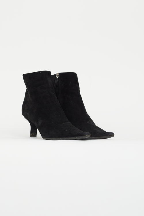 Prada Black Suede Ankle Boot