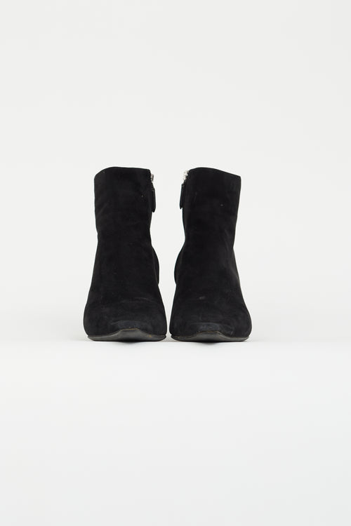 Prada Black Suede Ankle Boot