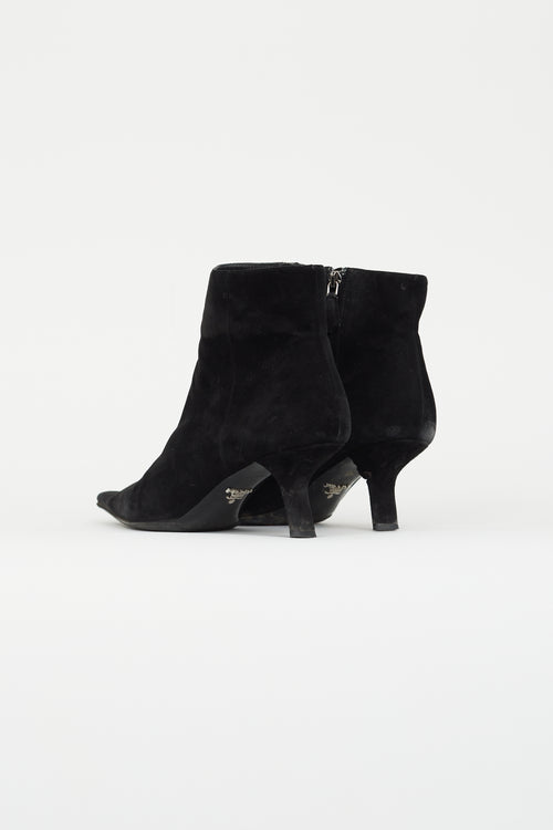 Prada Black Suede Ankle Boot