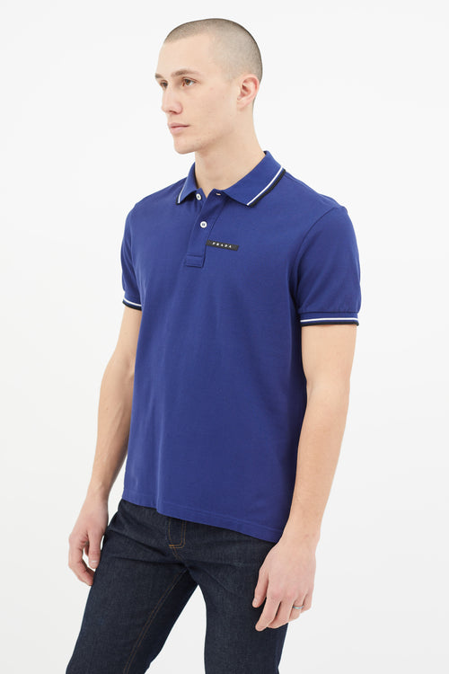 Prada Blue Short Sleeve Polo