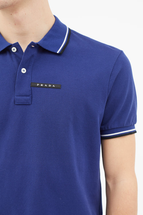 Prada Blue Short Sleeve Polo