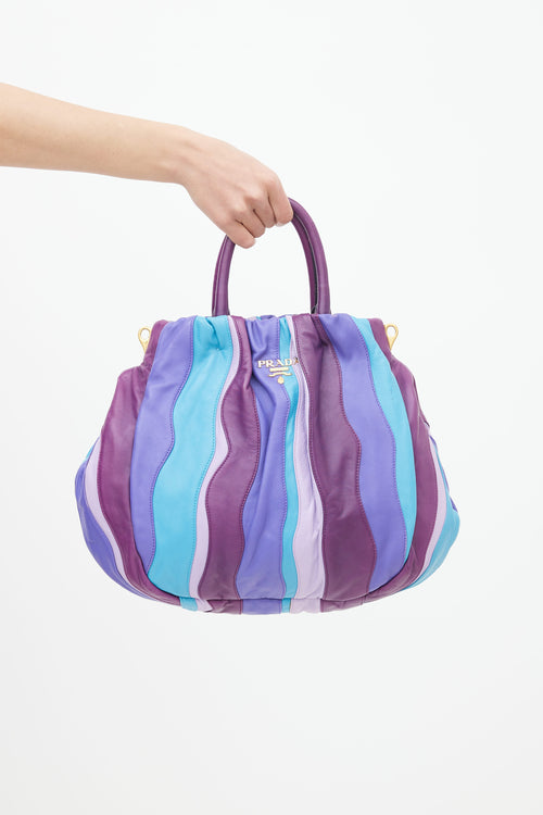 Prada Blue 
Purple Napa Leather Waves Shoulder Bag