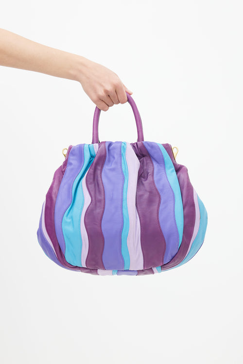 Prada Blue 
Purple Napa Leather Waves Shoulder Bag