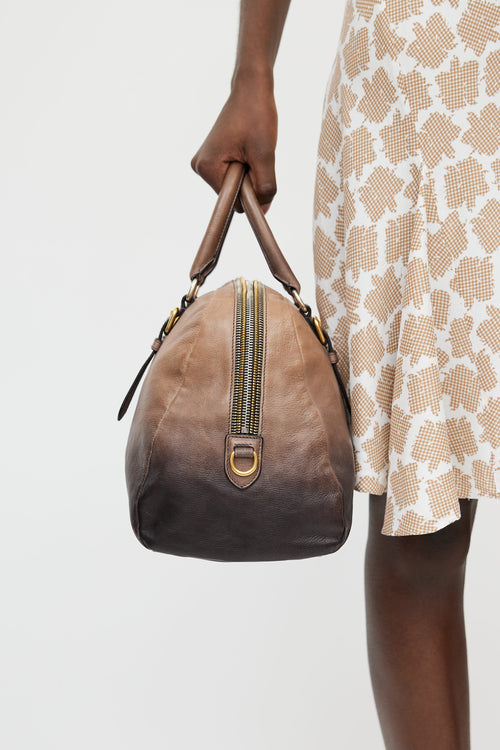 Prada Brown Leather Ombre Sfumato Hand Bag