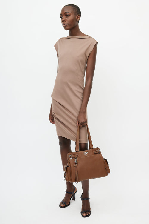 Prada Brown Vitello Diano Leather Tote