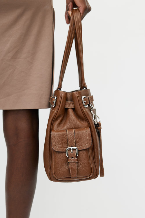 Prada Brown Vitello Diano Leather Tote