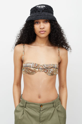 Prada Brown Multicolour Paisley  Bralette