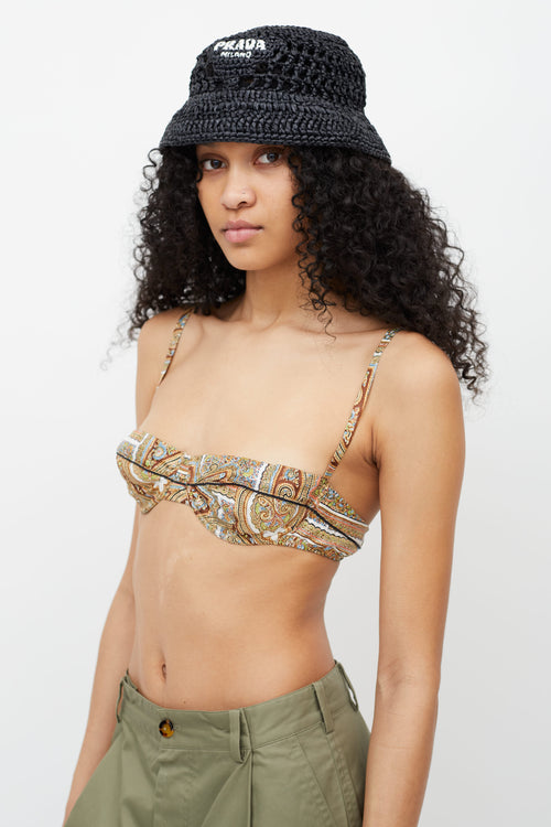 Prada Brown Multicolour Paisley  Bralette