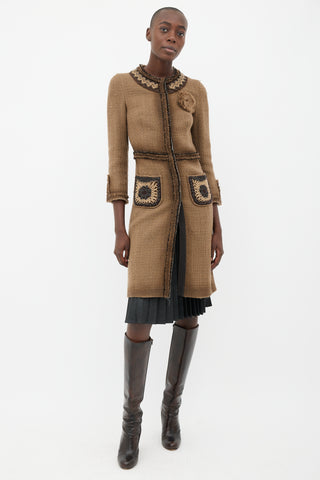 Prada FW05 Brown Tweed Beaded Coat