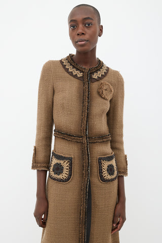 Prada FW05 Brown Tweed Beaded Coat