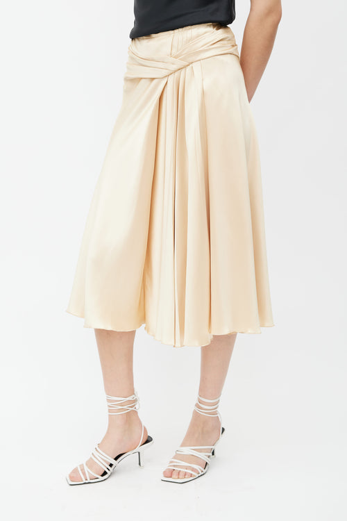 Prada Gold-Tone Pleated Layered Skirt