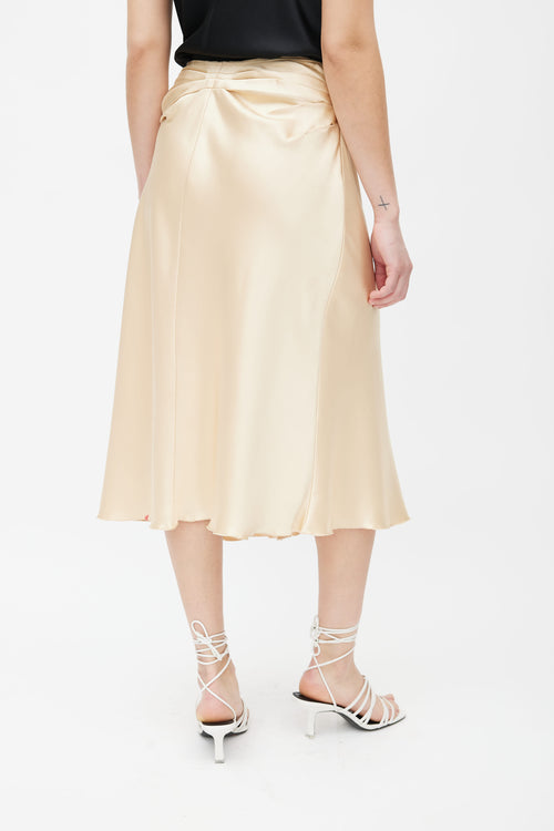 Prada Gold-Tone Pleated Layered Skirt