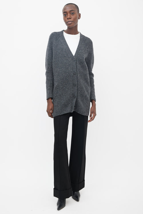 Prada Grey Wool Longline Cardigan