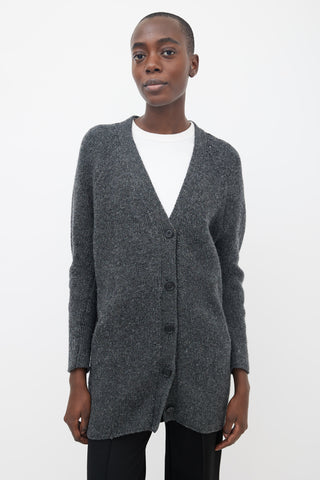 Prada Grey Wool Longline Cardigan