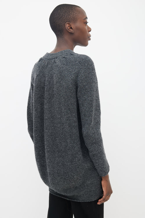 Prada Grey Wool Longline Cardigan