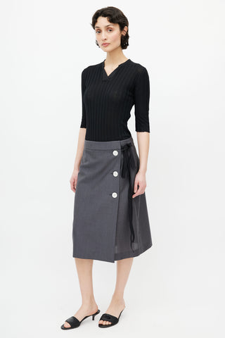 Prada Grey Wool Wrap Skirt